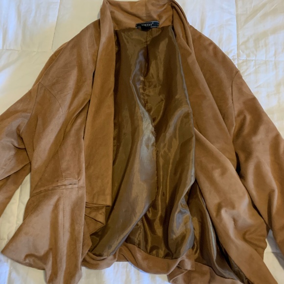 POETRY Faux Suede Caramel Jacket | Size Large - Picture 2 of 11